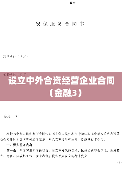 设立中外合资经营企业合同（金融3）