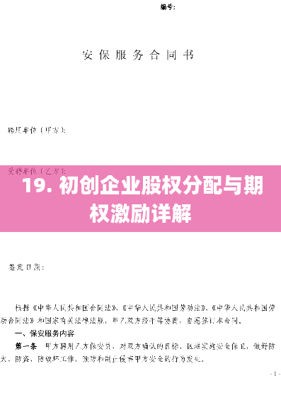 19. 初创企业股权分配与期权激励详解