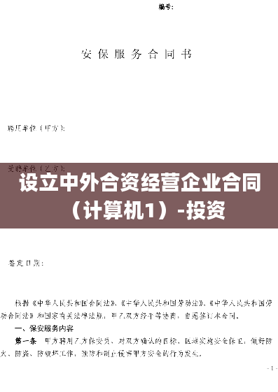 设立中外合资经营企业合同（计算机1）-投资