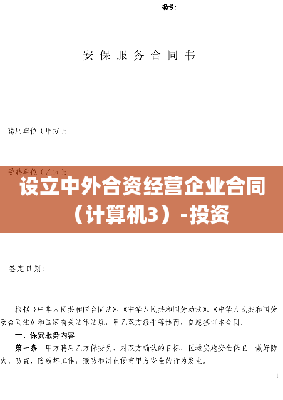 设立中外合资经营企业合同（计算机3）-投资