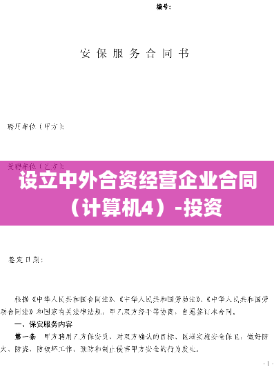 设立中外合资经营企业合同（计算机4）-投资