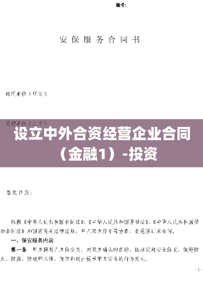 设立中外合资经营企业合同（金融1）-投资