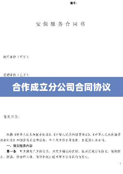 合作成立分公司合同协议