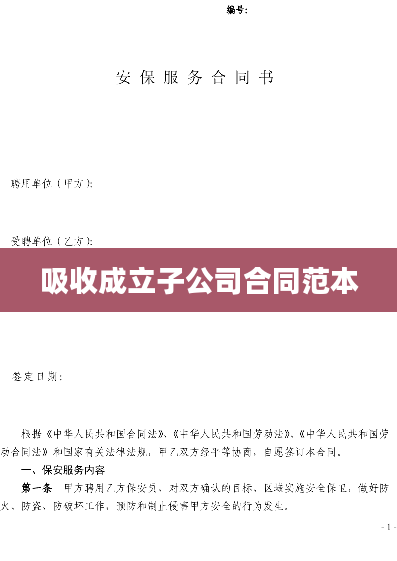 吸收成立子公司合同范本