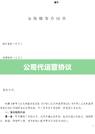 公司代运营协议